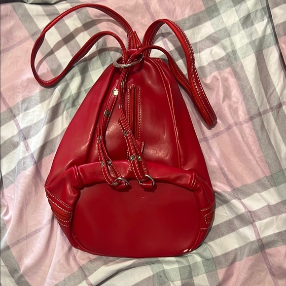 Elegant Red Leather Backpack - Picture 2 of 2